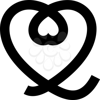 Love icon or Valentine's day sign designed for celebration. Black vector symbol isolated on white background, flat style.
