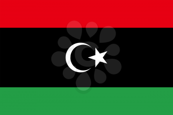 Flag of Libya. Rectangular shape icon on white background, vector illustration.