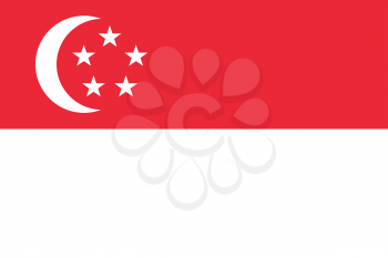 Flag of Singapore. Rectangular shape icon on white background, vector illustration.