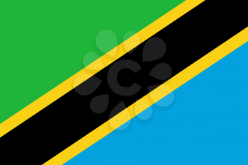 Flag of Tanzania. Rectangular shape icon on white background, vector illustration.