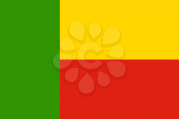 Flag of Benin. Rectangular shape icon on white background, vector illustration.