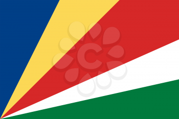 Flag of Seychelles. Rectangular shape icon on white background, vector illustration.