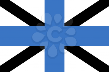 Flag of Naval Jack of Estonia. Rectangular shape icon on white background, vector illustration.