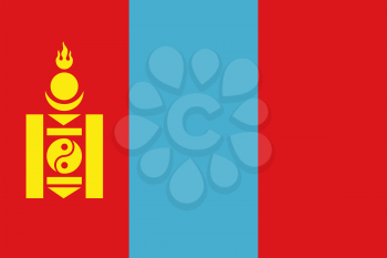 Flag of Mongolia. Rectangular shape icon on white background, vector illustration.