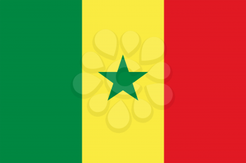 Flag of Senegal. Rectangular shape icon on white background, vector illustration.