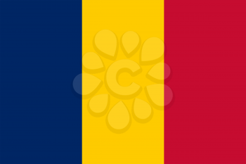Flag of Chad. Rectangular shape icon on white background, vector illustration.