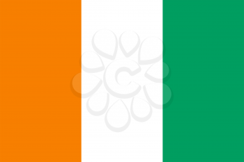 Flag of Cote divoire. Rectangular shape icon on white background, vector illustration.
