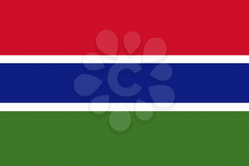 Flag of Gambia. Rectangular shape icon on white background, vector illustration.