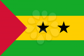 Flag of Sao tome. Rectangular shape icon on white background, vector illustration.