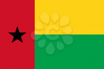 Flag of Guinea bissau. Rectangular shape icon on white background, vector illustration.