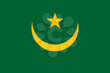 Flag of Mauritania until 2017. Rectangular shape icon on white background, vector illustration.