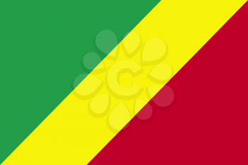 Flag of Republic of the Congo. Rectangular shape icon on white background, vector illustration.