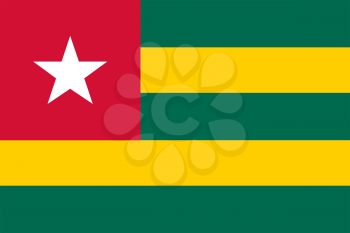 Flag of Togo. Rectangular shape icon on white background, vector illustration.