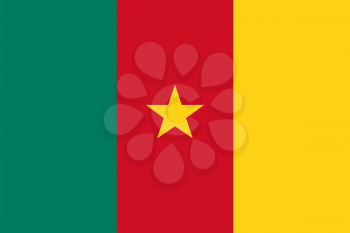 Flag of Cameroon. Rectangular shape icon on white background, vector illustration.