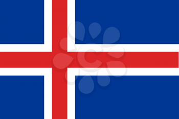 Flag of Iceland. Rectangular shape icon on white background, vector illustration.