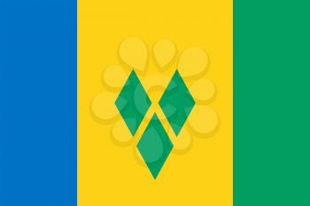 Flag of Saint Vincent and the Grenadines. Rectangular shape icon on white background, vector illustration.