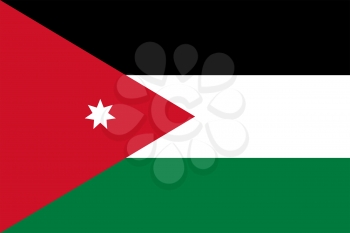 Flag of Jordan. Rectangular shape icon on white background, vector illustration.
