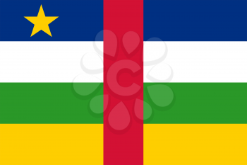 Flag of Central African Republic. Rectangular shape icon on white background, vector illustration.