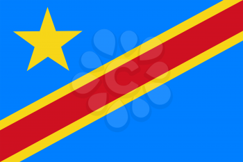 Flag of D. R. Congo new. Rectangular shape icon on white background, vector illustration.