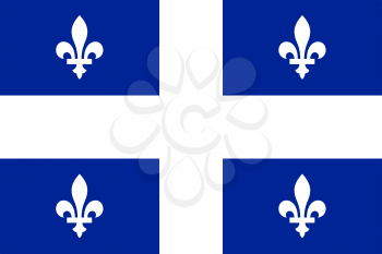 Flag of Quebec. Rectangular shape icon on white background, vector illustration.