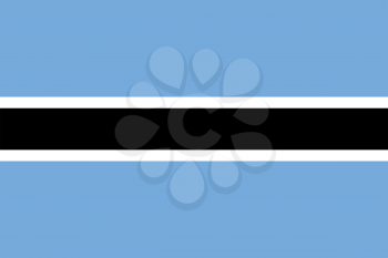Flag of Botswana. Rectangular shape icon on white background, vector illustration.