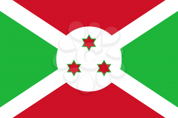 Flag of Burundi. Rectangular shape icon on white background, vector illustration.