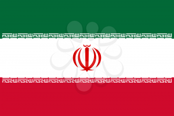Flag of Iran. Rectangular shape icon on white background, vector illustration.