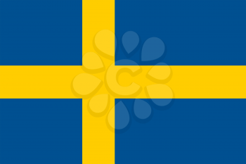 Flag of Sweden. Rectangular shape icon on white background, vector illustration.