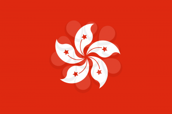 Flag of Hong Kong. Rectangular shape icon on white background, vector illustration.