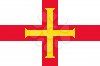 Flag of Guernsey. Rectangular shape icon on white background, vector illustration.