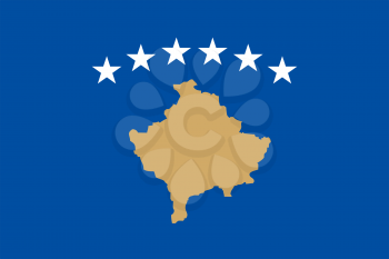 Flag of Kosovo. Rectangular shape icon on white background, vector illustration.