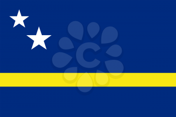 Flag of Curacao. Rectangular shape icon on white background, vector illustration.
