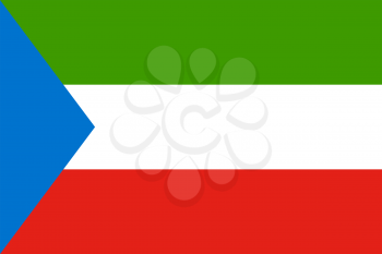 Flag of Equatorial Guinea. Rectangular shape icon on white background, vector illustration.