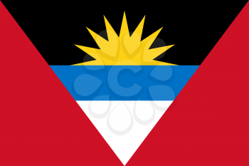 Flag of Antigua and Barbuda. Rectangular shape icon on white background, vector illustration.