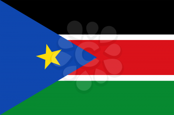 Flag of Republic of South Sudan. Rectangular shape icon on white background, vector illustration.