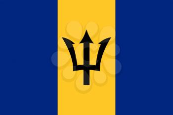 Flag of Barbados. Rectangular shape icon on white background, vector illustration.