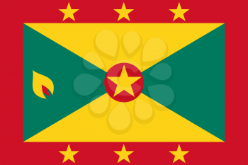 Flag of Grenada. Rectangular shape icon on white background, vector illustration.