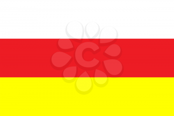 Flag of North Ossetia. Rectangular shape icon on white background, vector illustration.