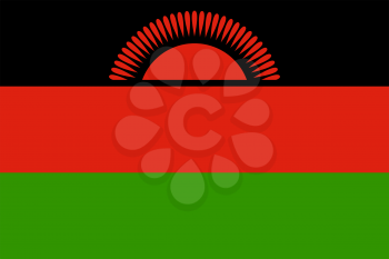 Flag of Malawi. Rectangular shape icon on white background, vector illustration.