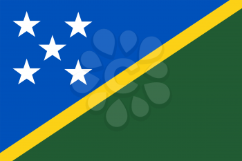 Flag of Solomon Islands. Rectangular shape icon on white background, vector illustration.