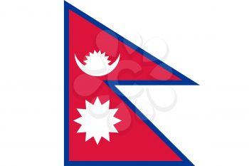 Flag of Nepal. Rectangular shape icon on white background, vector illustration.