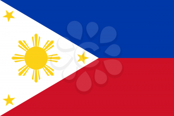 Flag of Philippines. Rectangular shape icon on white background, vector illustration.