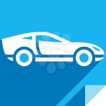 Sport car, transport flat icon, sticker square shape, modern color