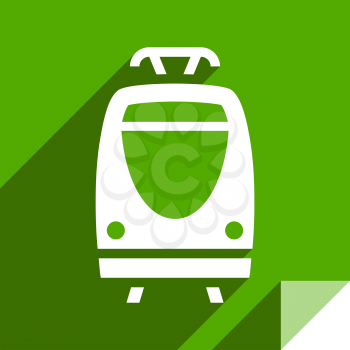 Tram, transport flat icon, sticker square shape, modern color