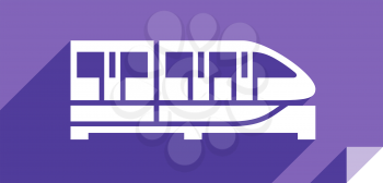 Mono rail, transport flat icon, sticker square shape, modern color