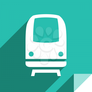 Train, transport flat icon, sticker square shape, modern color