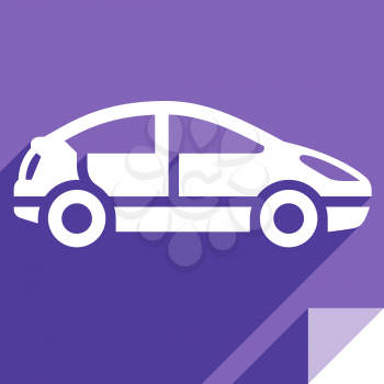 Car, transport flat icon, sticker square shape, modern color