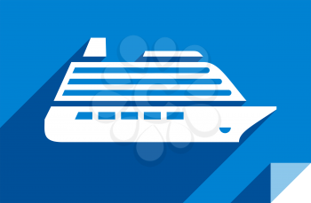 Cruise liner, transport flat icon, sticker square shape, modern color