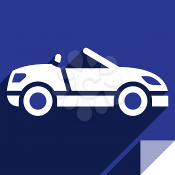 Cabriolet, transport flat icon, sticker square shape, modern color