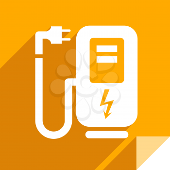 Electro refuelling, transport flat icon, sticker square shape, modern color
